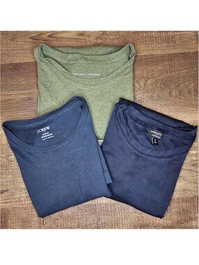 LOT OF 3! Short Sleeve T-Shirts Tee Shirt M Bundle Navy Blue & Heather Green